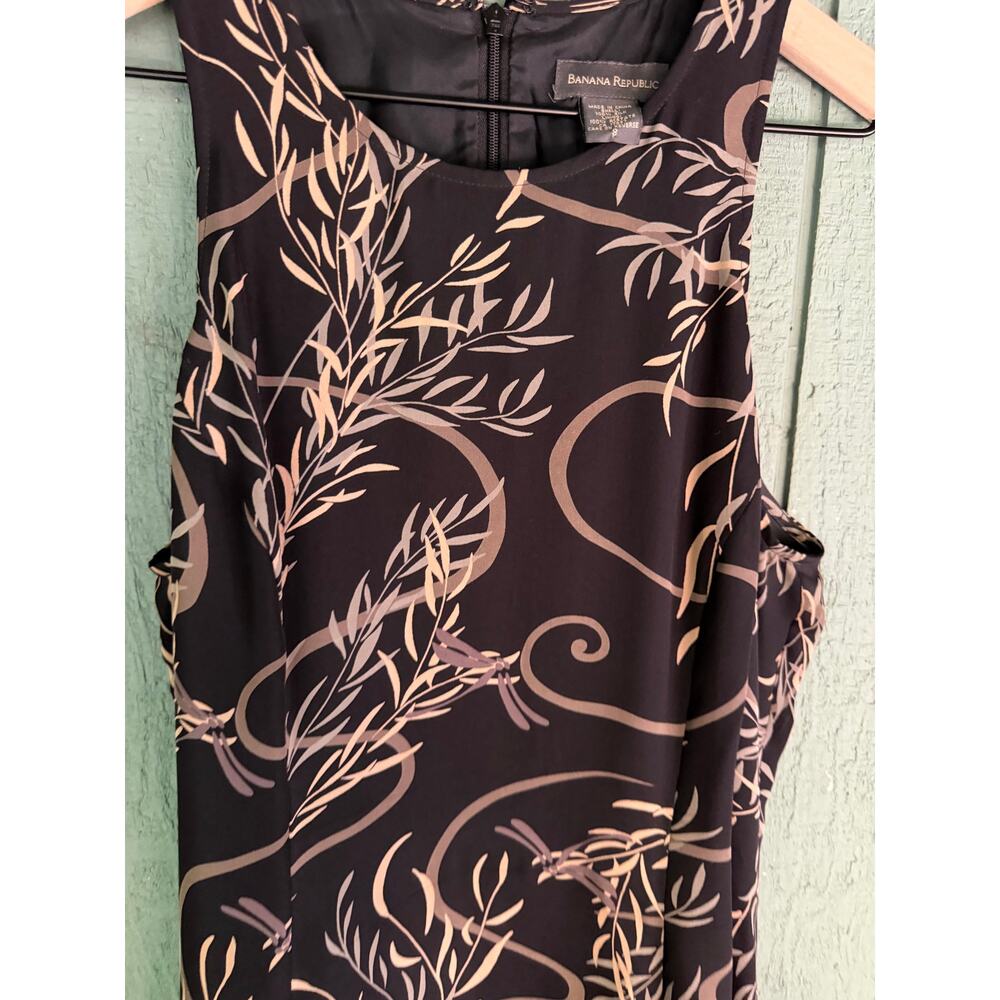 Y2K Banana Republic Silk Botanical Flowy Maxi Dress sz8 Vintage Quiet Luxury - Picture 2 of 9